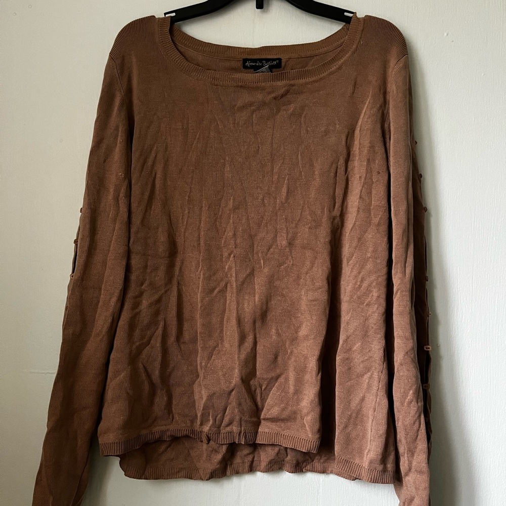 ALEXANDRA BARTLETT brown square neck sweater